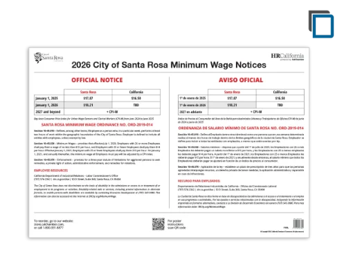 Picture of Santa Rosa Minimum Wage Poster